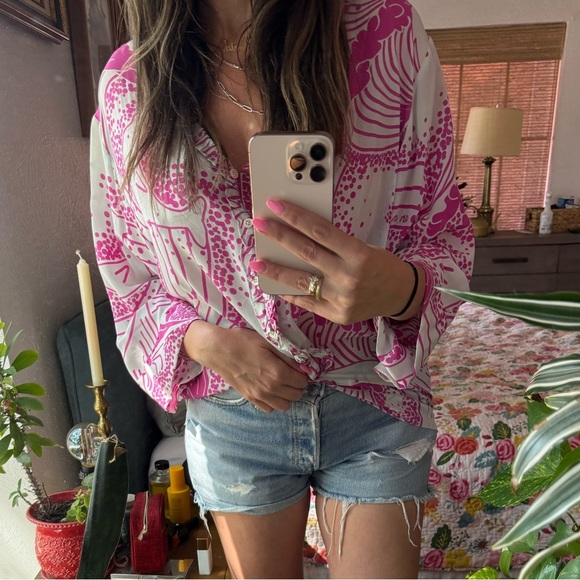 Silk Oversized Flowy Beachy Top